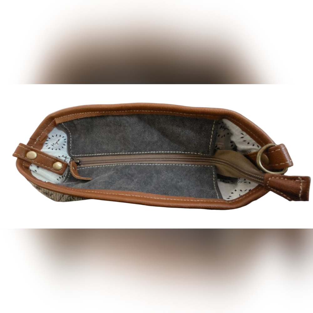 Myra Tassellated Bag. Recycled Interior Cotton, Cowhide & Leather NO STRAP - Picture 4 of 6